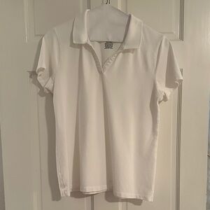St. John's Bay women's short-sleeve polo shirt, white, L